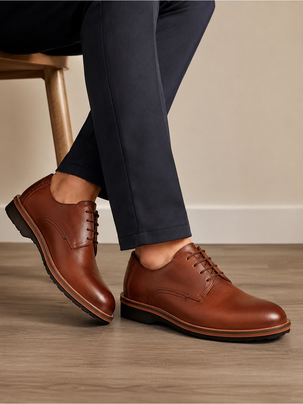 Donald J Pliner Whiskey Leather Derby Oxford Dress Shoes Brown Men Brogue 9